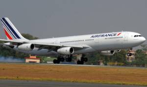 An Air France plane from Paris lands at