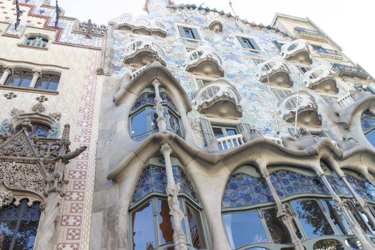 Casa Batllo in Barcelona, Spain. This famous building was designed by Antoni Gaudi and is one of the most visited of the city