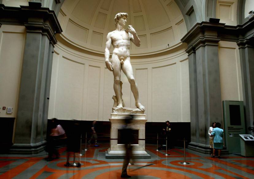 FLORENCE, ITALY:  Michelangelo's famous marble statue of "David" is pictured at the Florence's Accademia Gallery 24 May 2004. The statue of "David" has been cleaned up ahead of its 500th anniversary in September 2004. The restoration resumed in September after an aborted start when the original restorer quit in a dispute over how the statue should be cleaned.   AFP PHOTO/Vincenzo PINTO  (Photo credit should read VINCENZO PINTO/AFP/Getty Images)