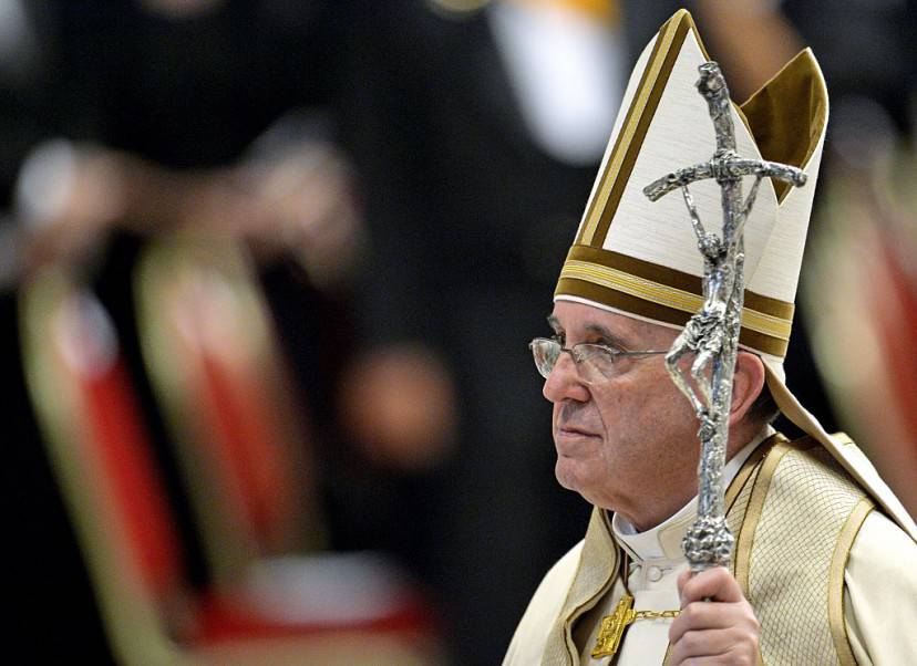 Pope Francis leaves Saint Peter's basilica at the Vatican, at the end of a prayer as part of the World Day of Prayer for the Care of Creation, on September 1, 2015. Pope Francis on September 1 called on priests to pardon women who have abortions, and the doctors who perform them, during the upcoming Jubilee year -- overruling hardline traditionalists within the Catholic Church. AFP PHOTO / ANDREAS SOLARO (Photo credit should read ANDREAS SOLARO/AFP/Getty Images)