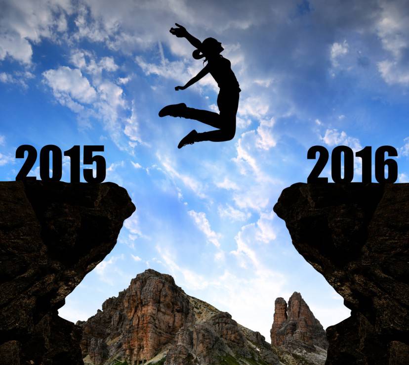 Girl jumps to the New Year 2016