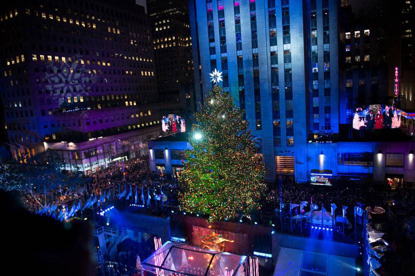 New York, accensione albero di Natale 2015 a Rockfeller Center (Getty Images) 