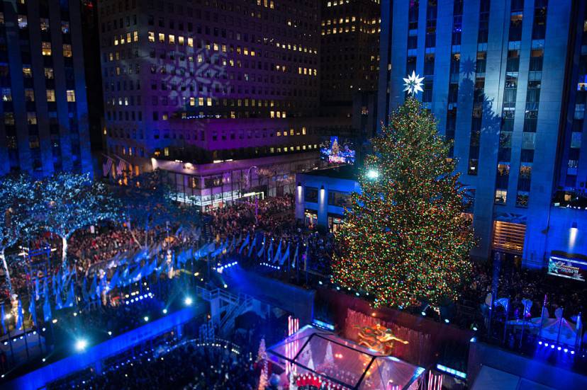 New York, accensione albero di Natale 2015 a Rockfeller Center (Getty Images)