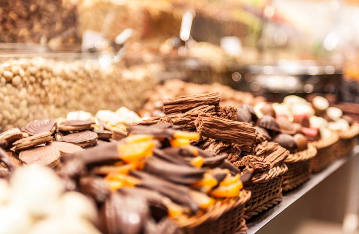 Chocolate at market stall