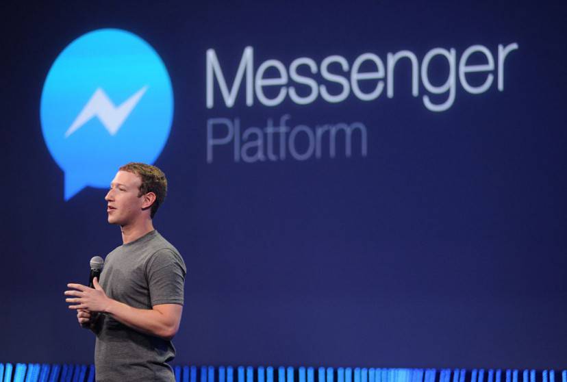 Facebook CEO Mark Zuckerberg introduces a new messenger platform at the F8 summit in San Francisco, California, on March 25, 2015. AFP PHOTO/JOSH EDELSON        (Photo credit should read Josh Edelson/AFP/Getty Images)