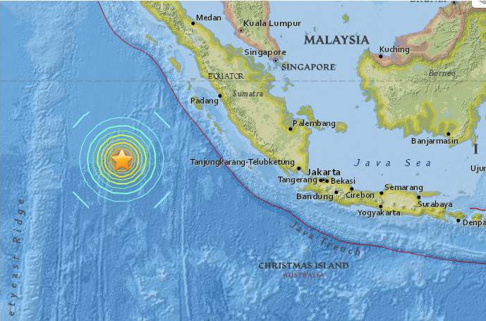 Terremoto a Sumatra (Screenshot mappa USGS)