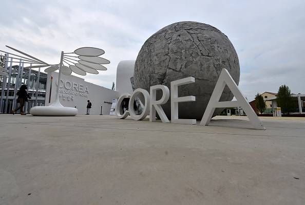 People arrive to visit the South Korea pavilion at the Universal Exposition EXPO2015 in Milan on May 4, 2015. AFP PHOTO / GIUSEPPE CACACE        (Photo credit should read GIUSEPPE CACACE/AFP/Getty Images)