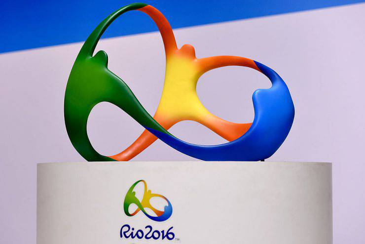 RIO DE JANEIRO, BRAZIL - AUGUST 04:  The official logo for the Rio 2016 Olympics games displays during a press conference of Two Years to Go to the Rio 2016 Olympics Opening Ceremony on August 4, 2014 in Rio de Janeiro, Brazil.  (Photo by Buda Mendes/Getty Images)