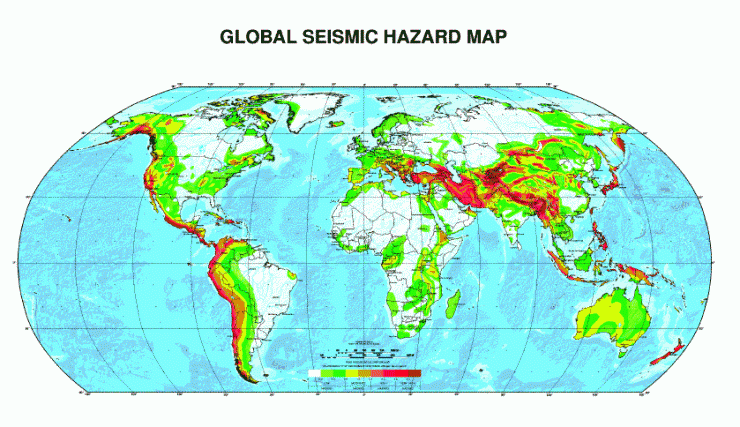 Mappa sul rischio sismico mondiale (www.seismo.ethz.ch)