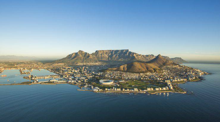 An aerial image showcasing Capetown South Africa.