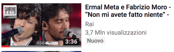 Ermal Meta e Fabrizio Moro primi su youtube