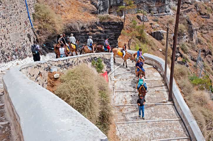 santorini asini turisti