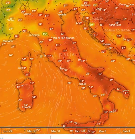 meteo italia temperature
