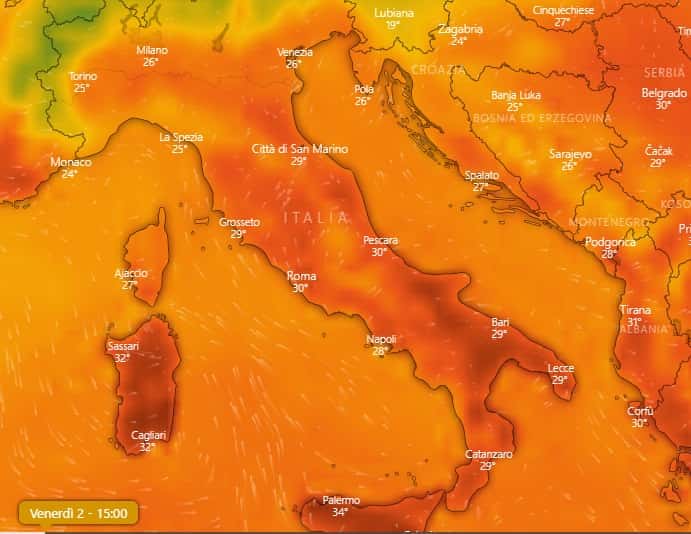 meteo temperature agosto