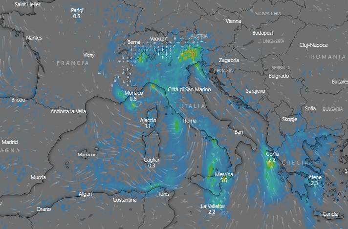 Il ciclone sull'Italia martedì 19 novembre