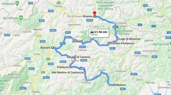 itinerario dolomiti