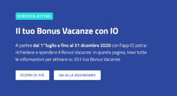 Bonus Vacanze app IO