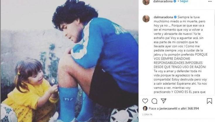 Maradona, lo straziante saluto della figlia Dalma: “Morirò dentro…” Maradona, lo straziante saluto della figlia Dalma: “Morirò dentro…”