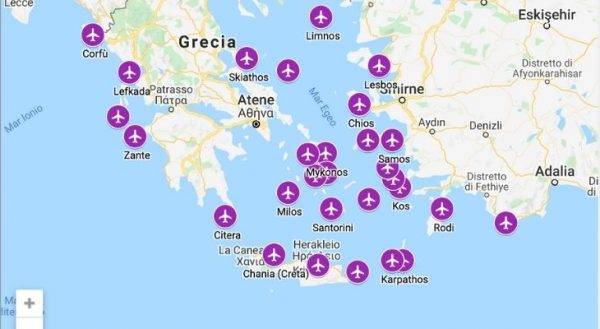 Isole Greche Mappa Aerei