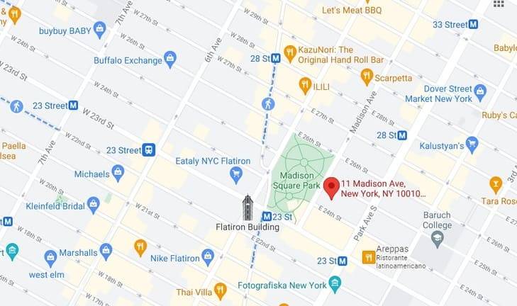 Il ristorante Eleven Madison: la mappa di dove si trova mappa ny ristorante eleven