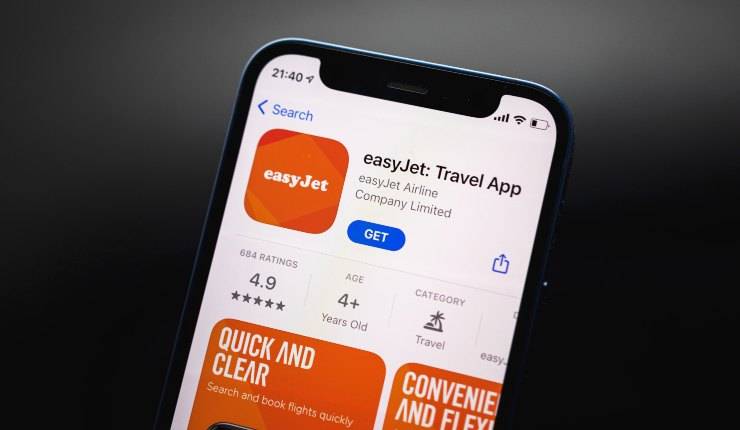 Prenotazione app easyJet voli che costano poco