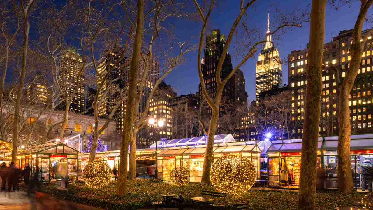 Mercatino di Natale a Bryant Park a New York