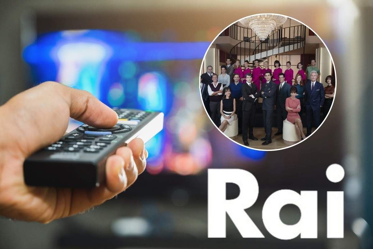Telecomando, logo RAI e cast Il Paradiso nel riquadro