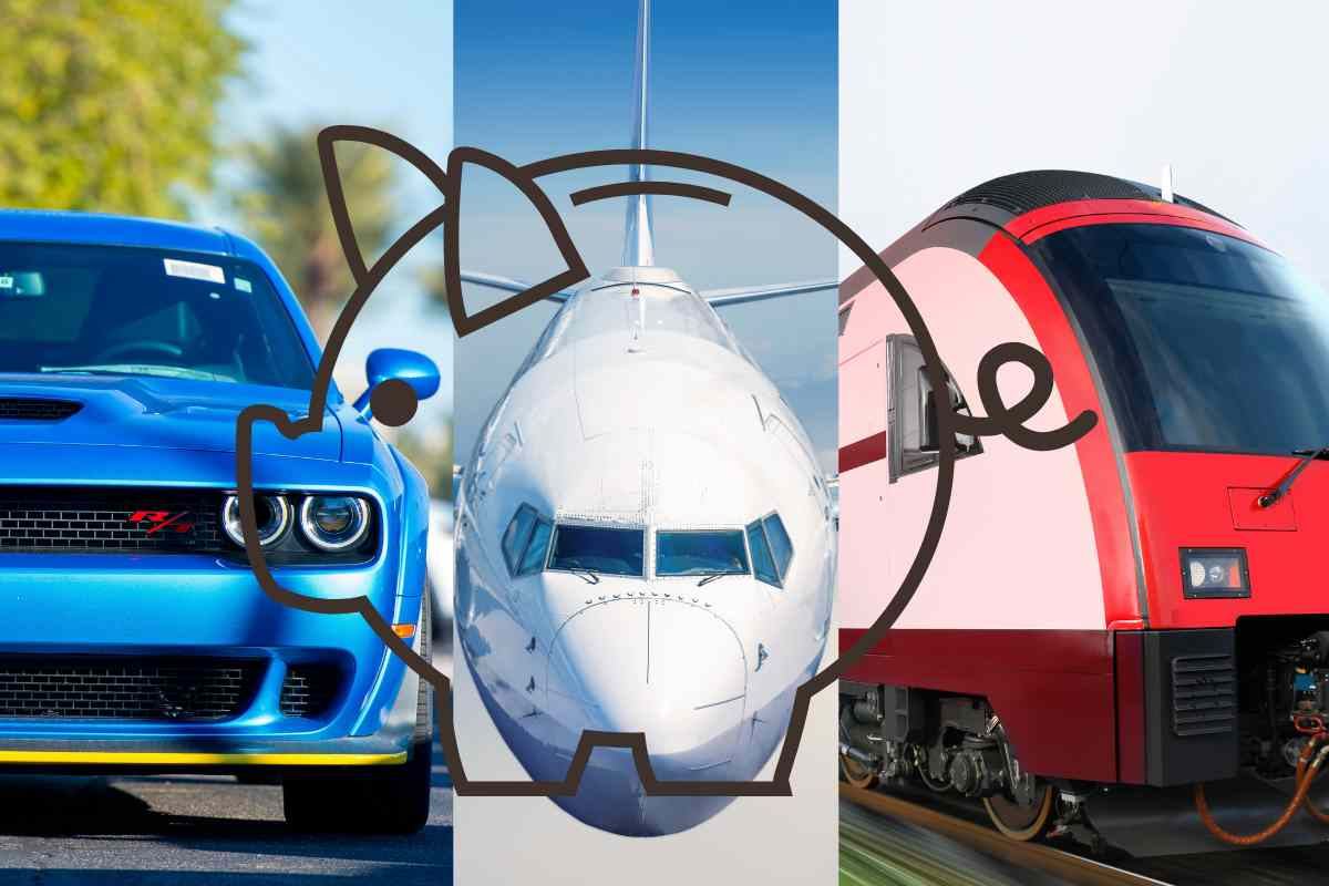 Auto, treno, aereo e salvadanaio