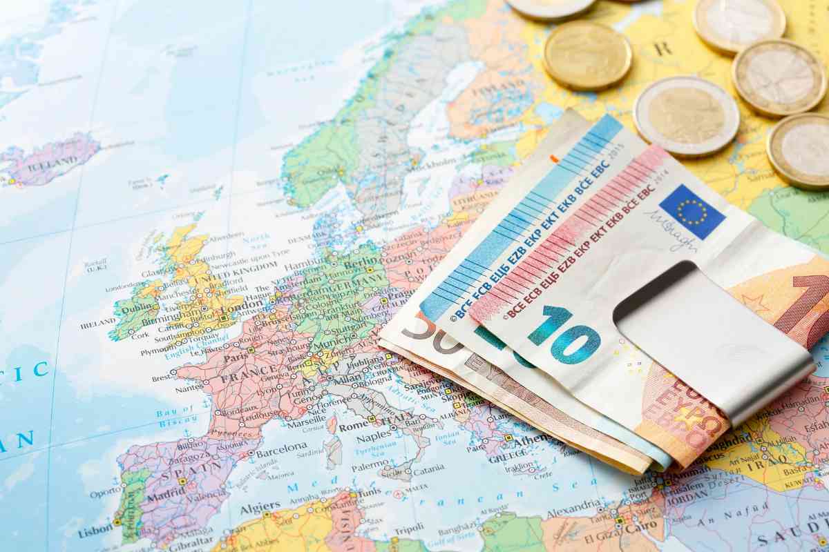 Cartina geografica Europa ed euro
