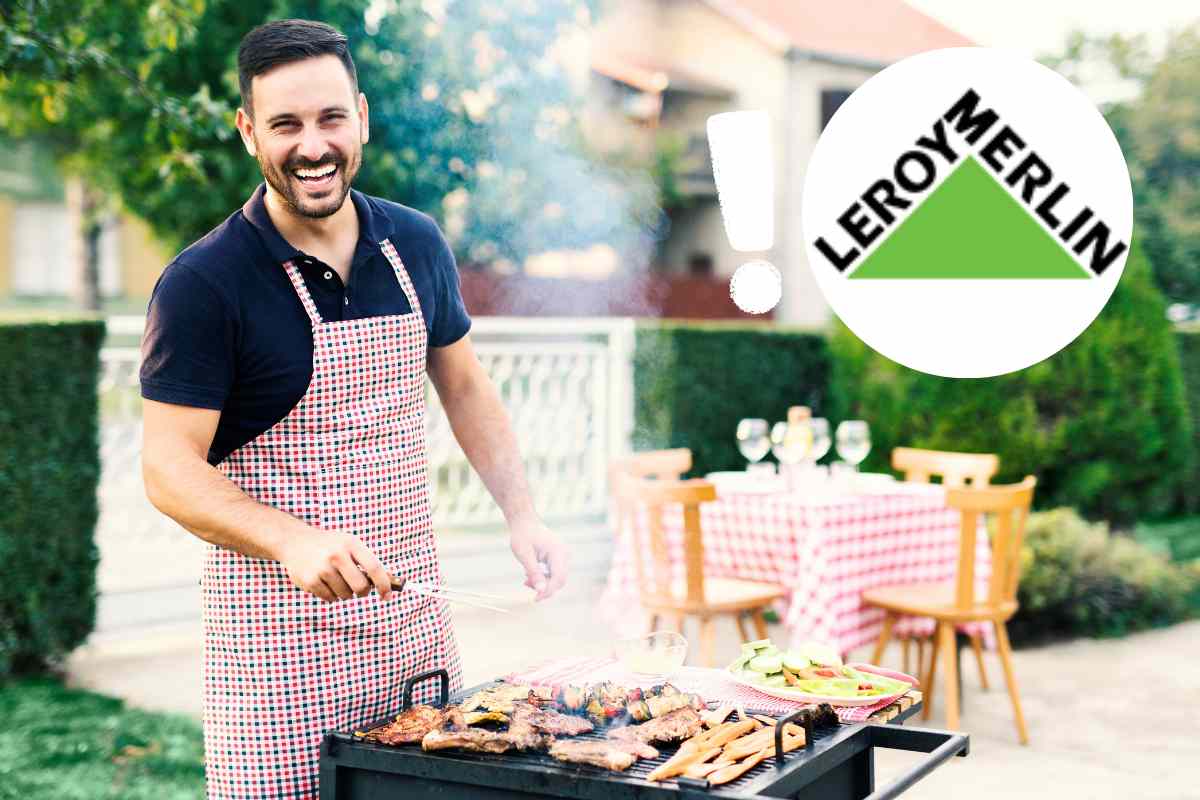 logo leroy merlin uomo al barbecue