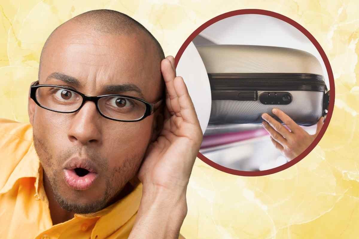 Uomo stupito e bagaglio a mano