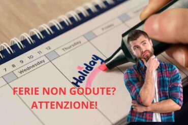 Uomo che pensa alle ferie e scritta su calendario