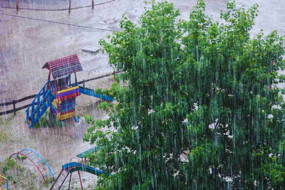 Zona inondata a causa della pioggia