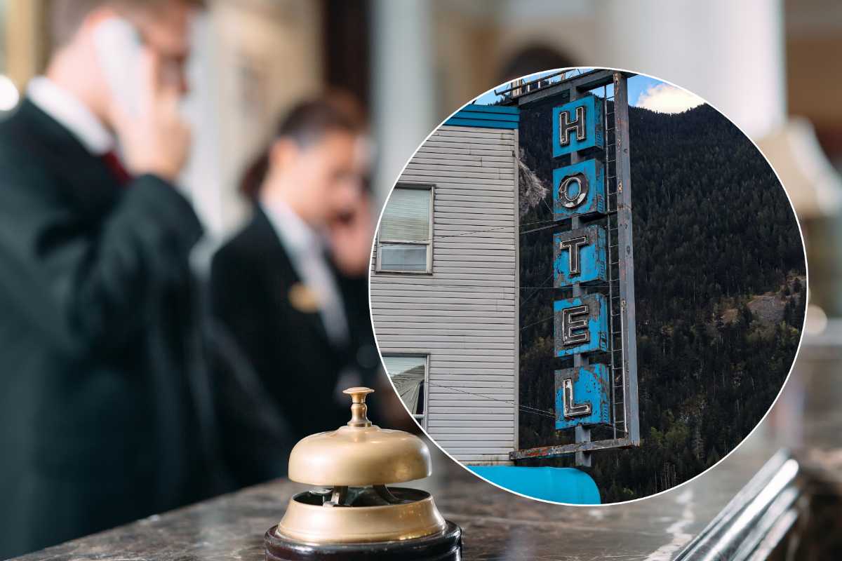 hall hotel e insegna fatiscente