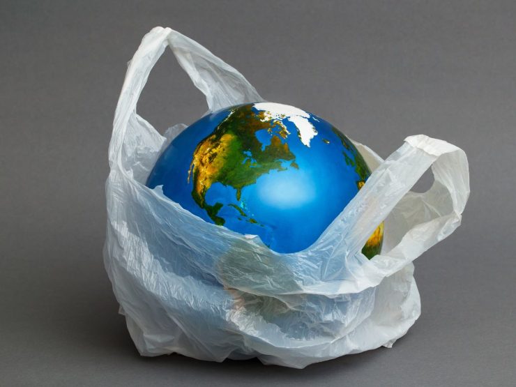 miniatura pianeta terra dentro busta di plastica