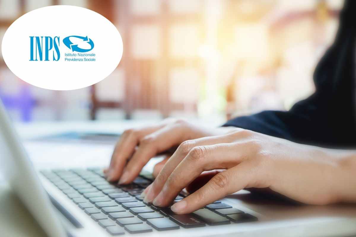 Persona al pc e logo Inps