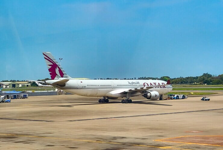 Aereo della Qatar Airways sulla pista