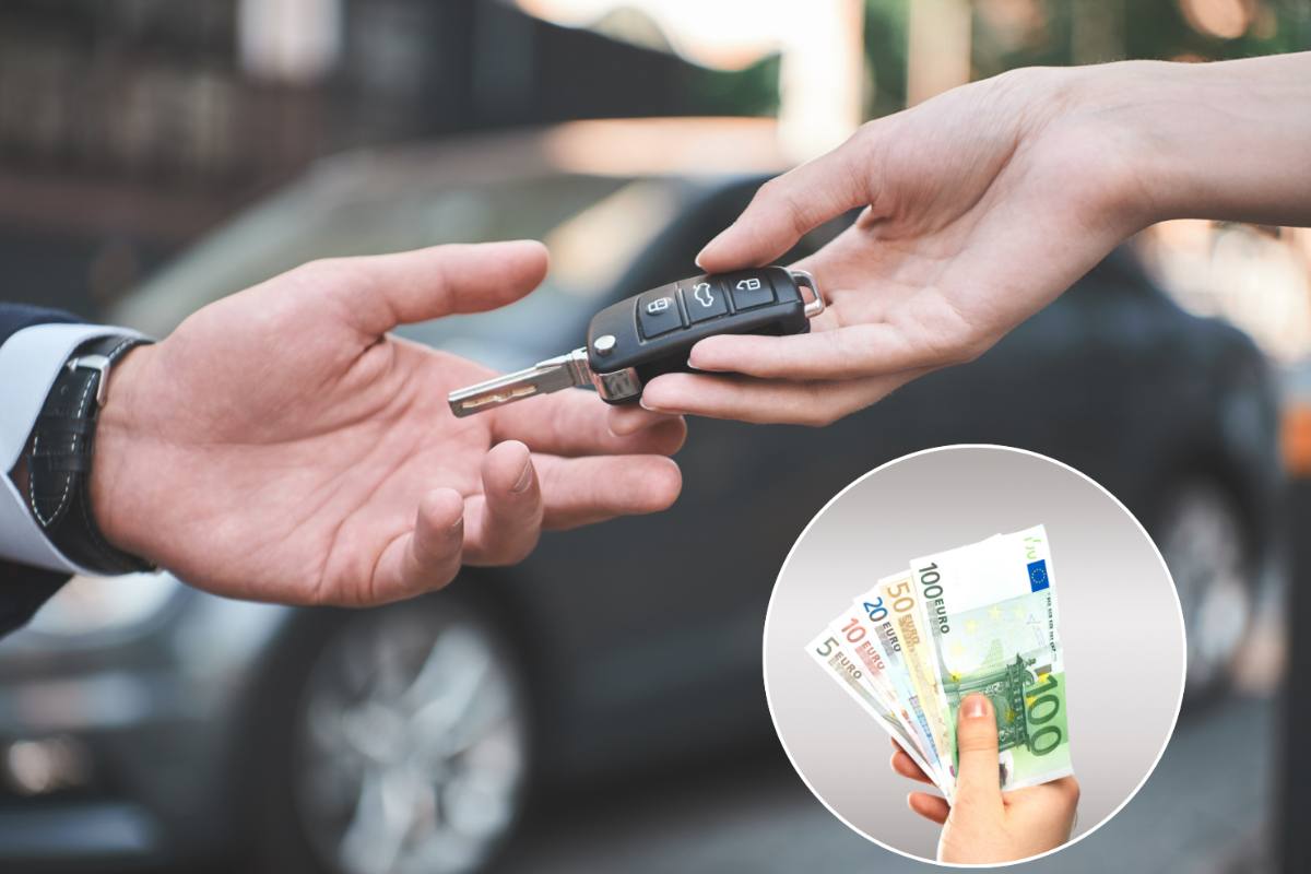 collage chiavi auto e banconote di euro
