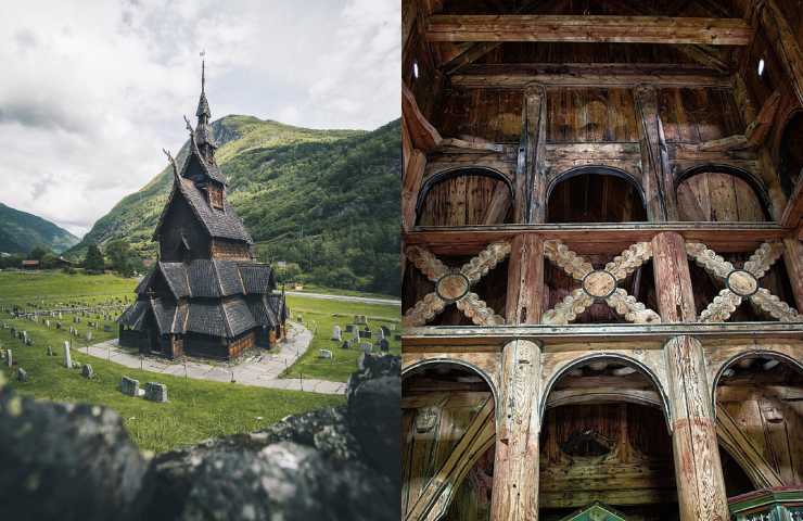 chiesa di borgund con gli interni