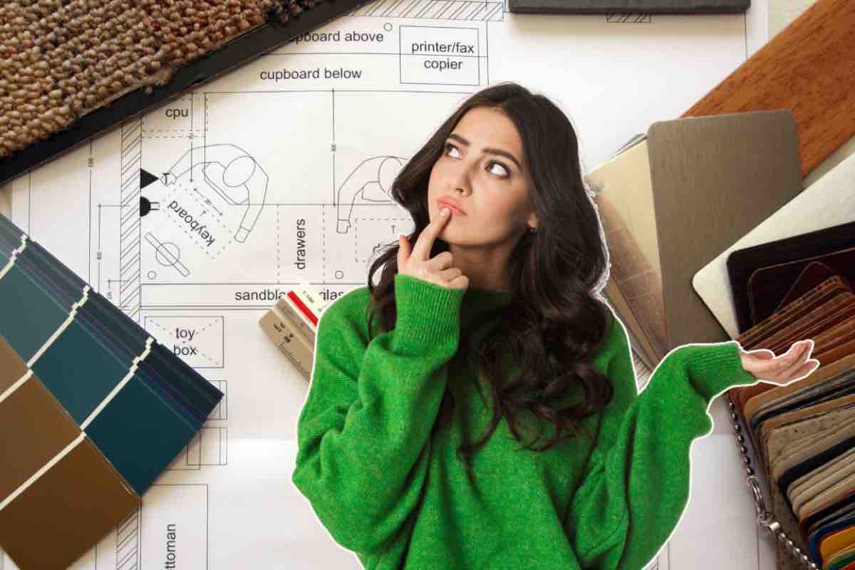 Planimetria casa e donna in primo piano