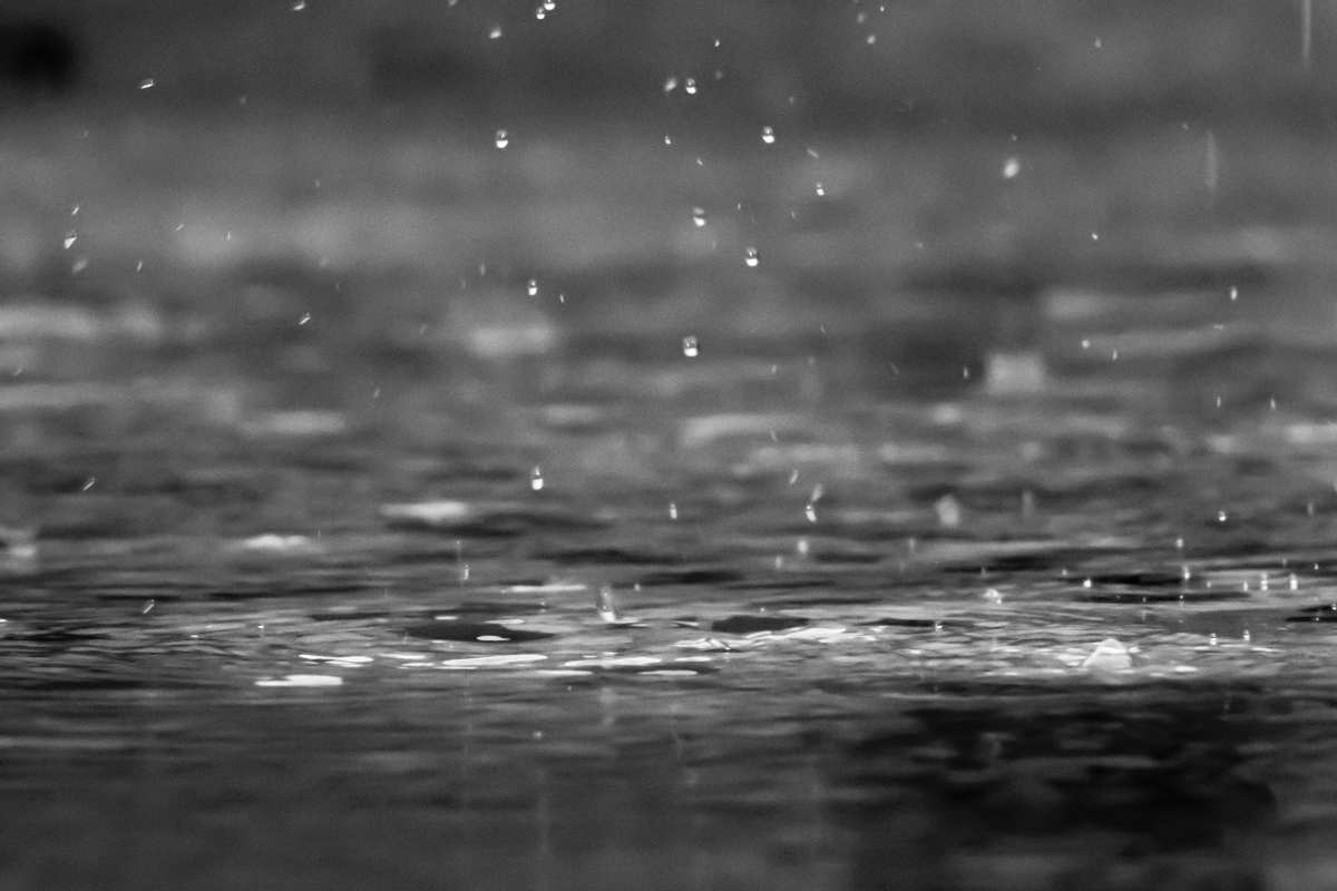 Pioggia che increspa la superficie dell'acqua