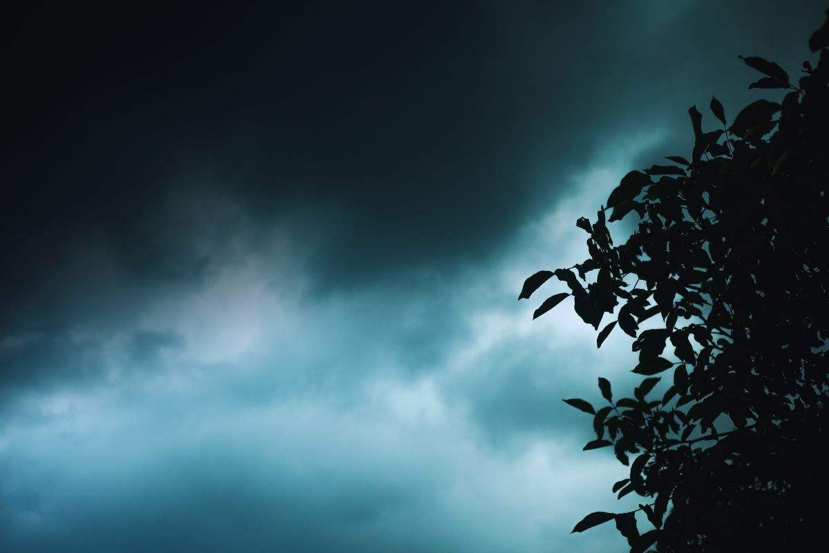 Cielo oscurato da nuvole nere e cariche di pioggia