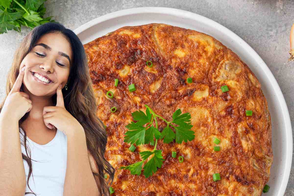 Frittata di riso e ragazza che sorride