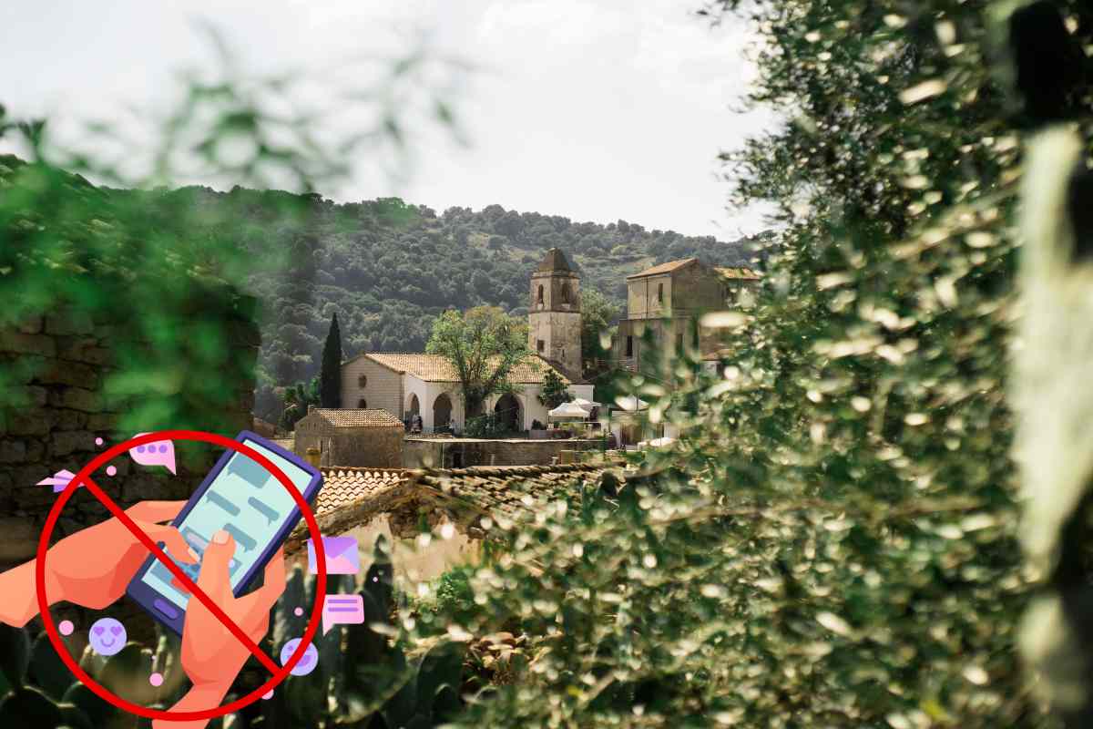 borgo e grafica di smartphone vietato