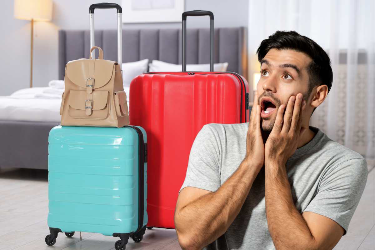 valigie hotel uomo spaventato