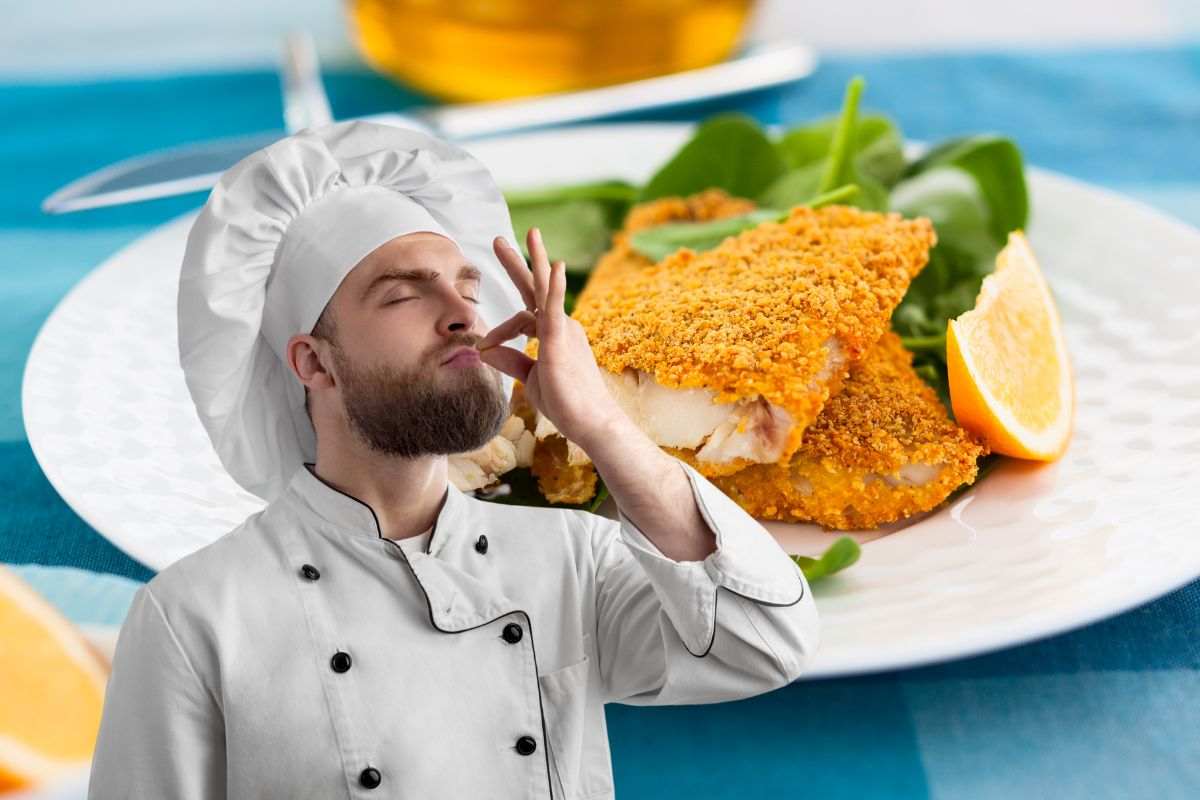 chef e pesce panato
