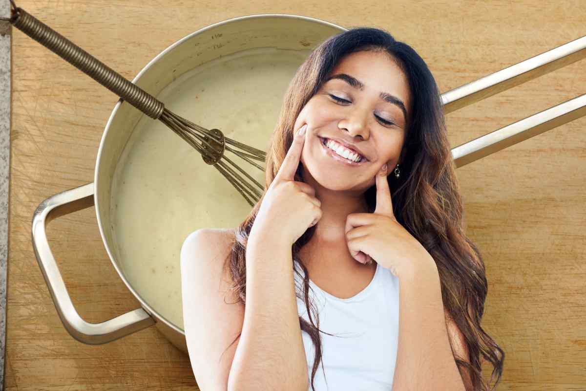 Besciamella e donna felice