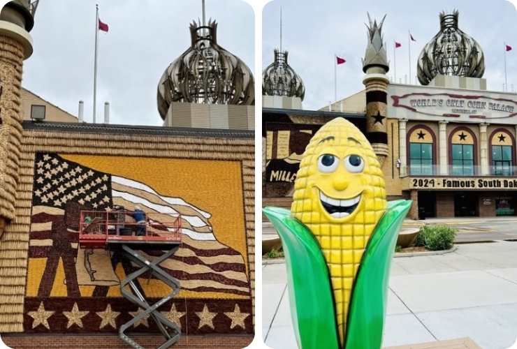 Corn Palace con pannocchia ridente e murales