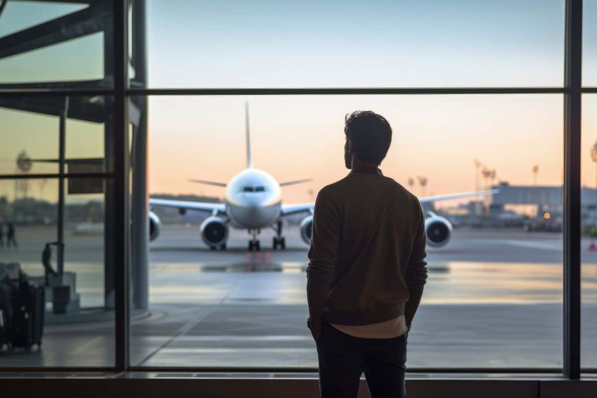 Uomo in aeroporto 