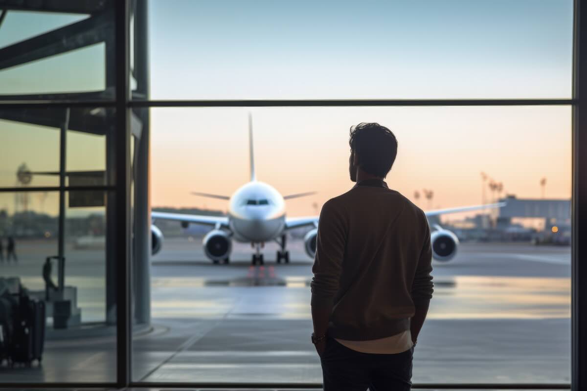 uomo all'aeroporto